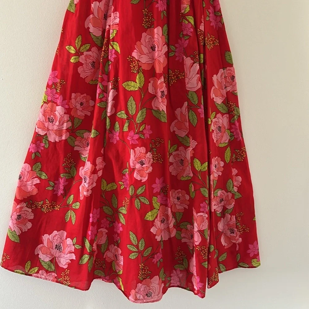 J.CREW Cotton voile rosette plunge maxi dress in peony vines - Picture 7 of 12